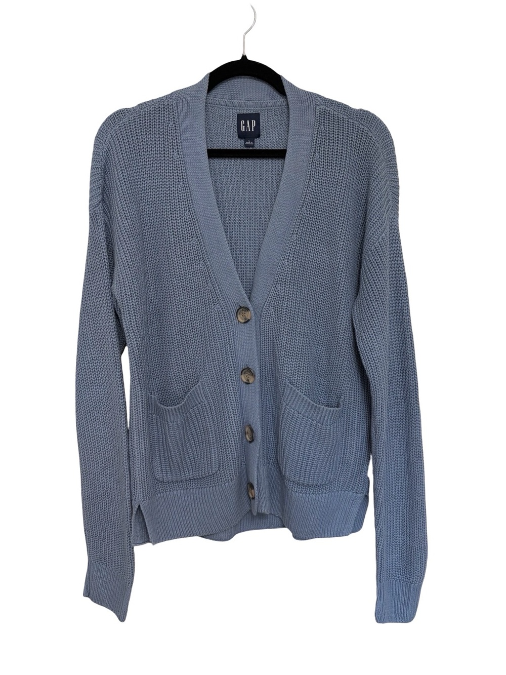 Gap 100% Cotton V Neck Cardigan in Periwinkle Blue - Size L